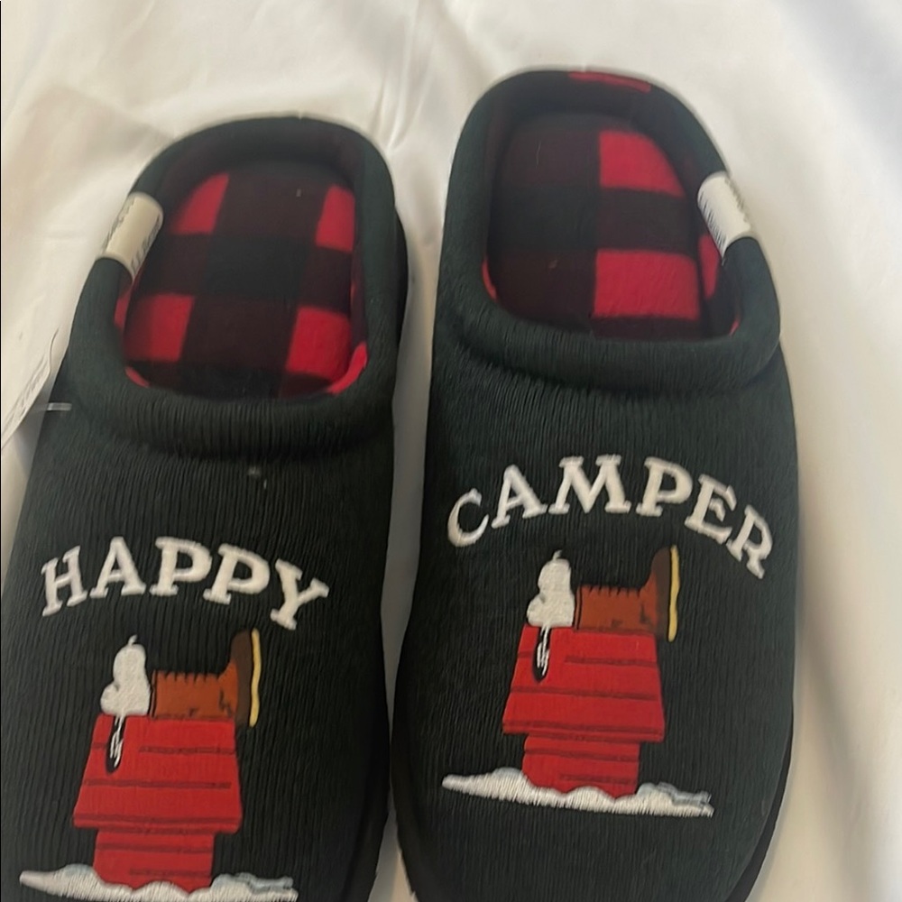 Kids Happy Camper Slippers - Black